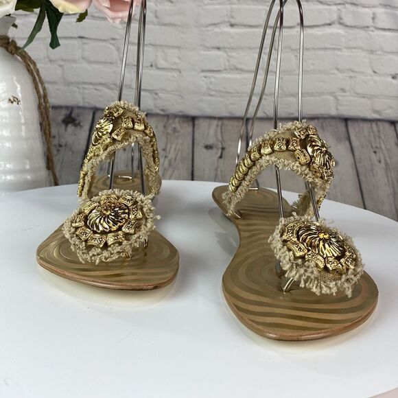 BCBGeneration Sandals Metallic‎ Gold and Tan Sandals Women's Size 8 - Picture 2 of 14